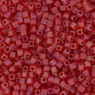 Miyuki square - cubes 1.8mm Beads - Matted light red ab SB18-140FR